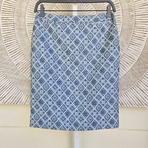 Halogen Blue Patterned Pencil Skirt Sz 2